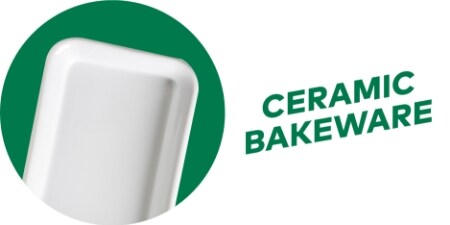 Image of a ceramic pan labeled ceramic bakeware
