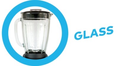 Image of a glass blender labeled glass
